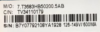 MAIN FUENTE PARA TV RCA / NUMERO DE PARTE 7.T3683HB50200 / CV3683H-B50 / TV34110179 / B7Y07792108YA1928 / MODELO RTU5540-C - Imagen 2